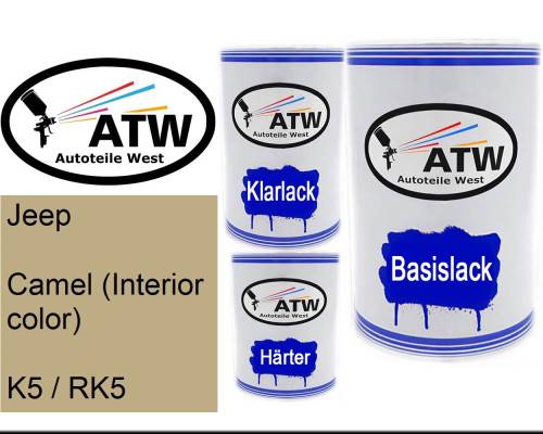 Jeep, Camel (Interior color), K5 / RK5: 500ml Lackdose + 500ml Klarlack + 250ml Härter - Set, von ATW Autoteile West.